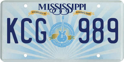 MS license plate KCG989