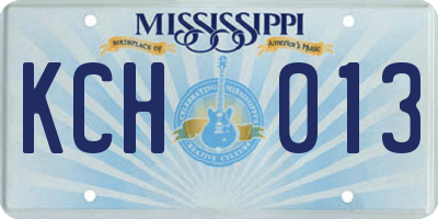 MS license plate KCH013
