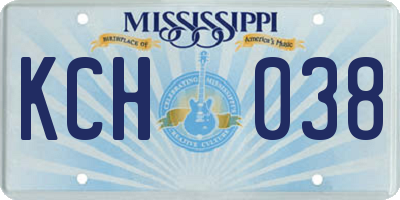 MS license plate KCH038