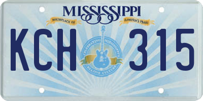 MS license plate KCH315