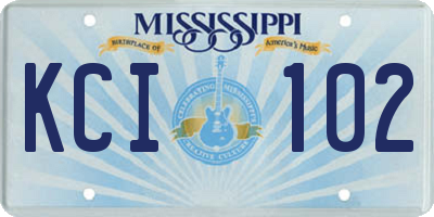 MS license plate KCI102