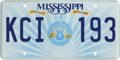 MS license plate KCI193