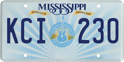 MS license plate KCI230