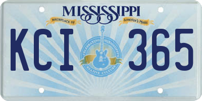 MS license plate KCI365