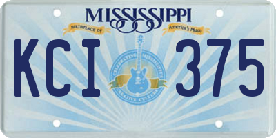 MS license plate KCI375