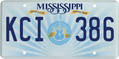 MS license plate KCI386