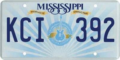 MS license plate KCI392
