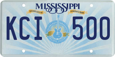 MS license plate KCI500