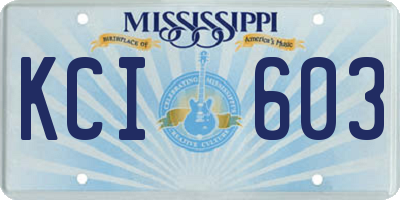 MS license plate KCI603