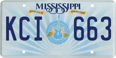 MS license plate KCI663