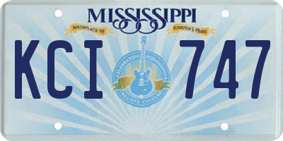 MS license plate KCI747