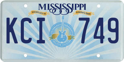MS license plate KCI749