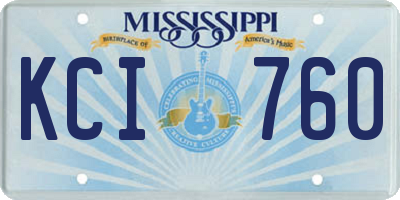 MS license plate KCI760