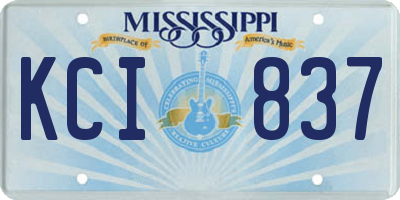 MS license plate KCI837
