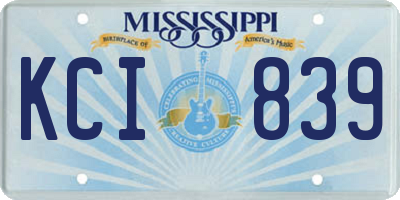 MS license plate KCI839