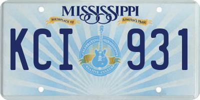 MS license plate KCI931