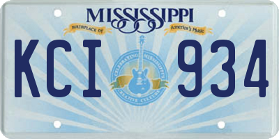 MS license plate KCI934