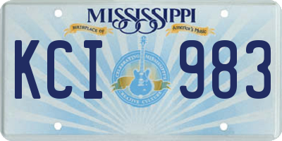 MS license plate KCI983
