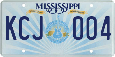 MS license plate KCJ004