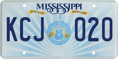 MS license plate KCJ020