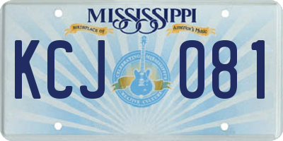 MS license plate KCJ081