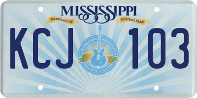 MS license plate KCJ103