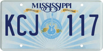 MS license plate KCJ117
