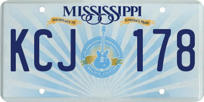 MS license plate KCJ178