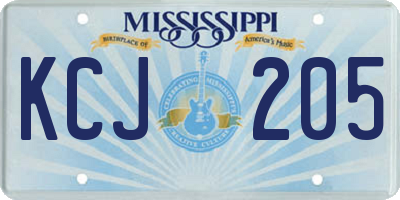 MS license plate KCJ205