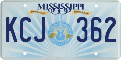 MS license plate KCJ362