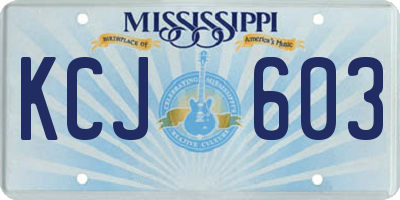 MS license plate KCJ603