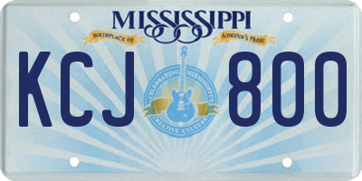 MS license plate KCJ800