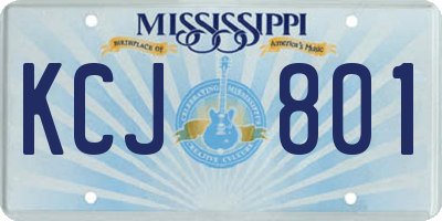 MS license plate KCJ801