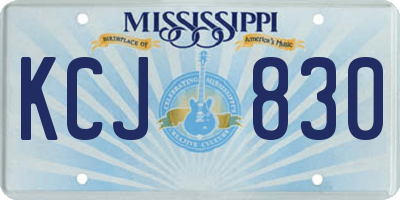 MS license plate KCJ830