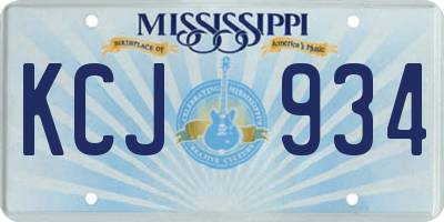 MS license plate KCJ934