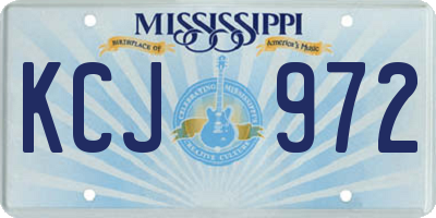 MS license plate KCJ972