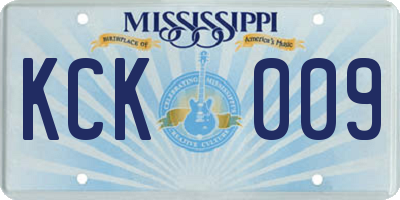 MS license plate KCK009