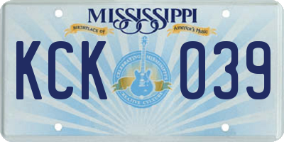 MS license plate KCK039
