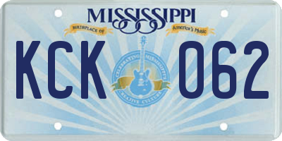 MS license plate KCK062
