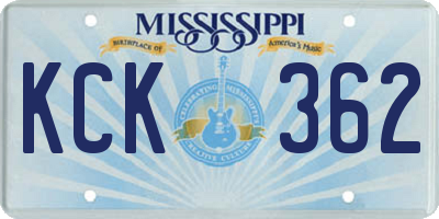 MS license plate KCK362
