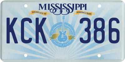 MS license plate KCK386
