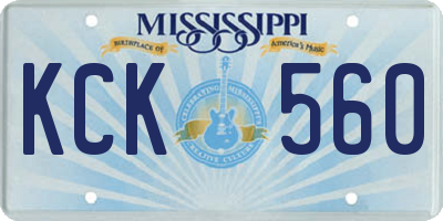 MS license plate KCK560