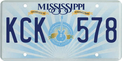 MS license plate KCK578