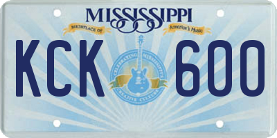 MS license plate KCK600