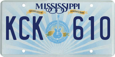 MS license plate KCK610