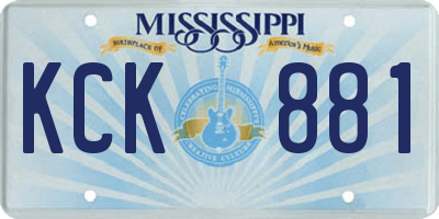 MS license plate KCK881