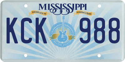 MS license plate KCK988