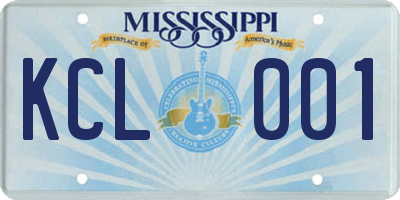 MS license plate KCL001