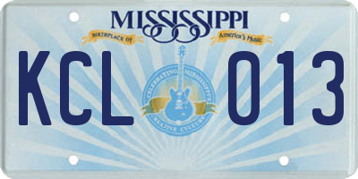 MS license plate KCL013