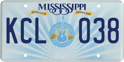 MS license plate KCL038